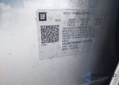 2019 Chevrolet Cruze Ls from USA, damaged, VIN 1G1BC5SM4K7152055